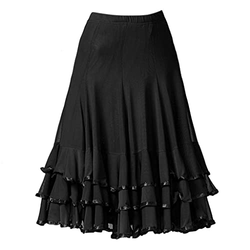 Jupe de danse latine mi-longue avec un look fluide en polyester