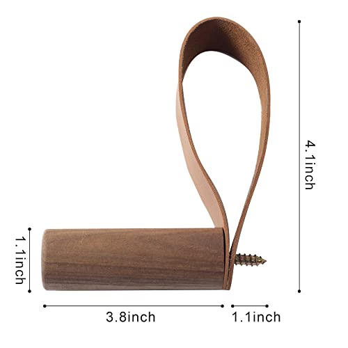 Wonqexz 3 Pack Wooden Coat Hooks, Black Walnut,Entryway Wall Hangers, Wall Pegs Wall Mounted Vintage Single Hangers With Pu Leather Wall Straps For Hanging Coats Hats Bags Towels #TOP1