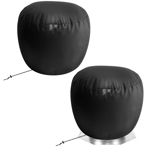 Bekith 2 Pack Turbine Roof Vent Cover, Waterproof Oxford Cloth Roof Vent Cover, Turbine Ventilator Protector Shield, Black (19.5D x 19.5W)