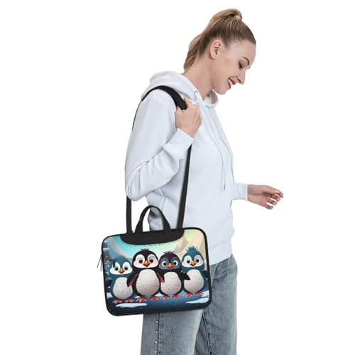 Sac ordinateur étanche Five Cute Penguins avec poignée et sangle