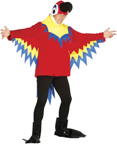 FIESTAS GUIRCA | Disfraz de Loro Adulto (52-54/L) - Túnica, Capucha, Alas y Pies - Disfraces de Animales para Halloween, Carnaval y Fiestas de Disfraces - Ideal para Hombres - Multicolor
