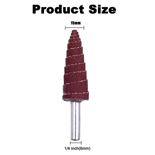 Mixiflor 40Pcs Cone Shape Abrasive Sandpaper 1/4 Inch Shank Flap Wheels, 80/120/180/240/320 Grits Aluminum Oxide For Removing Rust, Deburring, Polishin #TOP1