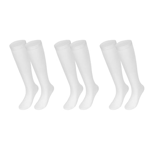 Girls Knee High Socks Kids Soccer Over the Calf Black White Cotton Socks School Uniform Athletic 3 Pairs 1-12 Years