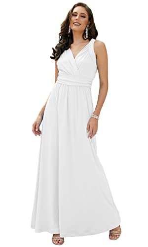 Image of KOH KOH Womens Long Sleeveless Flowy Bridesmaid Cocktail Evening Gown Maxi Dress
