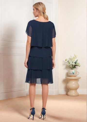 Tiered Chiffon Mother of The Bride Dresses Women‘s ’Short Cocktail Dress Wedding Party Formal Gown3