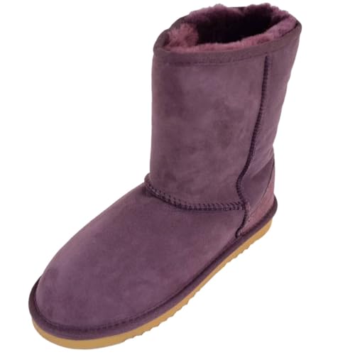 Image of SNUGRUGS Womens Double Faced Sheepskin Mid Calf Short Outdoor Boot - Purple - UK 5 / EU 38
