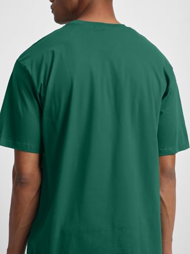Image of Veirdo Oversized Baggy Fit Drop Shoulder Half Sleeves Round Neck Solid Pure 100% Cotton T-Shirt for Men (Available in White, Black, Mustard, Maroon, Green, Lilac, Navy, Red Color)
