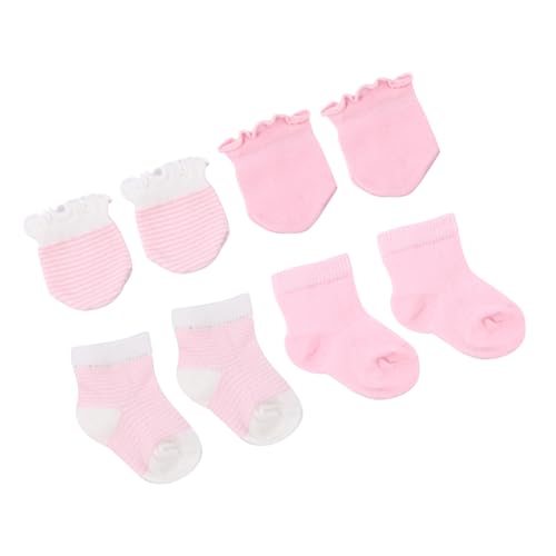 VICASKY 4 Pairs Gloves and Socks Newborn Clothing Cotton Spandex Soft Breathable Mittens and Socks for Boys Comfortable Fit