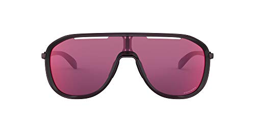 Oakley Women's OO4133 Outpace Rectangular Metal Sunglasses, Crystal Raspberry/Prizm Road, 26 mm