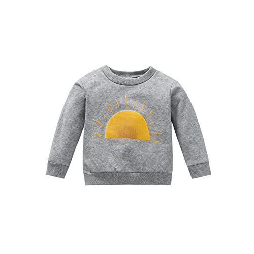 One opening Toddler Baby Boy Girl Hoodies Pullover Sunshine Long Sleeve T-Shirt Hoodie Sweater Unisex Kids Fall Winter Clothes (Grey, 0-6 Months)