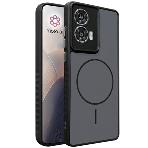 Image of VONZEE Matte Magnetic Case Compatible for Motorola Edge 50 Fusion Wireless Charging Shockproof Anti-Scratch TPU PC Slim Fit Full Protection Phone Cover for Motorola Edge 50 Fusion-Black
