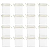 GRIRIW 100 piezas Unidades Bolsas de Organza Beige con Cordón Pequeñas Bolsas de Malla para Joyería Pulseras Dulces y Regalos para Fiestas Bodas y Eventos