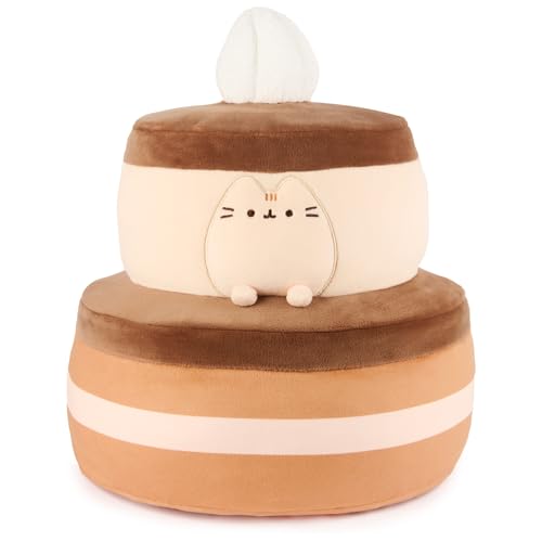 GUND Pusheen Chocolate Cake Squisheen, Squishy Toy, Collectible Plush Toy, Dessert Plush, Cat Stuffed Animal for Ages 8 and Up, Brown, 11”