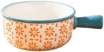 Creative Ceramic Salad Bowl Household Rice Japanese Tableware Western Personalized Hand-painted(E)