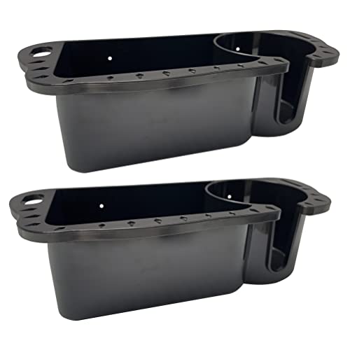 HIUMI 2 Pack Boat Caddy Organizer Marine Cup Holder Universal Fit for Bass Boat Kayak Pontoon Jon Boat Fishing Cabin Storage (2Pack-Black)