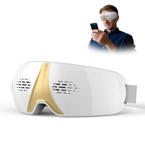 Eye Massager with Heat & Vibration, Upgraded Heated Eye Massager with Acupressure, Music, Voice Prompts, Vision Window, Smart Eye Care Birthday Gifts for Mom Dad Friend Women Men