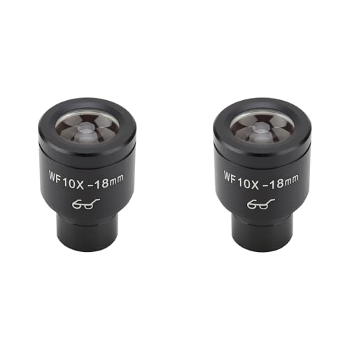 2pcs WF10X 18mm Eyepiece Lens Wide Angle Hight Eyepiont Eyepiece Lens for 23.2mm Interface Biological Microscopy
