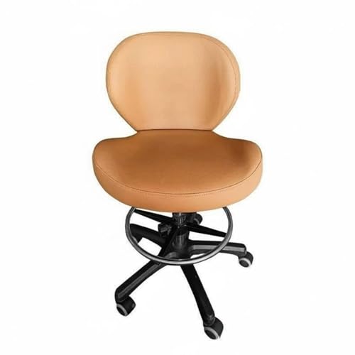 YWMJZEU Silla Escritorio Ajustable Falso Cuero Silla con Ruedas Respaldo Acolchado Asiento, Marrón, Estándar