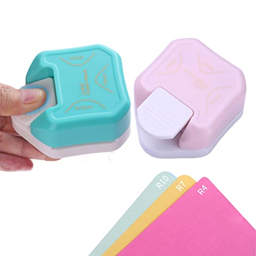 2Pcs (4mm 7mm 10mm) 3 in 1 Corner Rounder Paper Punch for Paper Crafts, Laminate, Cardstock, Business Card, DIY Projects, Photo, Card Making and Scrapbooking?Pink,Blue?