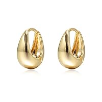 Krstudent Small Hoop Earrings for Women 18K Gold Plated Hoop Huggie Earrings for Women (B - 1 pair (fat))