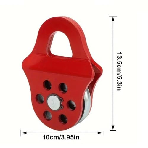 Polea de cabrestante de bloque de bloqueo de 6 toneladas, accesorio industrial para cable sintético/acero, polea roja para aparejos y elevación