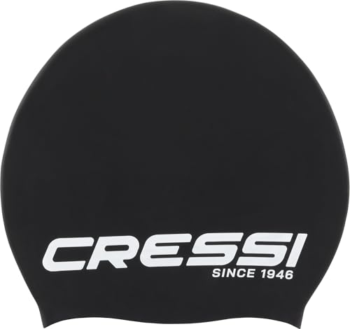 CRESSI Loira Long Hair Swim cap, Cuffia da Nuoto in Silicone Unisex Adulto, Nero/Bianco, M