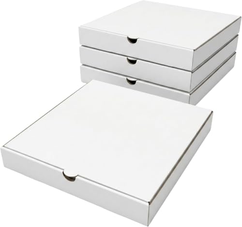 EGLASSON Cajas de Pizza Blancas Premium 33x33x3,5cm Pack 10 Unidades · Cartón Corrugado E Flute 400g/m²   Antigrasa y Térmicas · Pack Delivery y Take Away