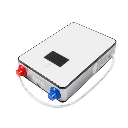 Scaldabagno istantaneo digitale senza serbatoio, scaldacqua elettrico con display digitale per bagno e doccia, adatto per bagno, hotel e saloni di bellezza, 18,6x27,7 cm, bianco
