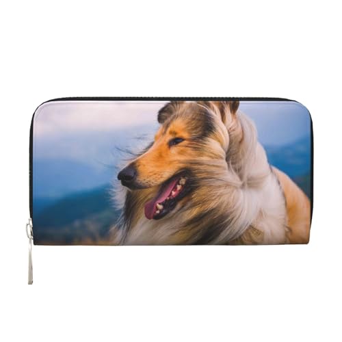 Hnnkloy Magnifique Colley à Poil Long,Portefeuille en Cuir PU Grande capacité pour Hommes et Femmes
