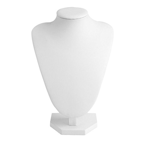 KODASW Necklace Earring Display Stand - White Faux Leather - Modern Table Top Jewelry Stand for Home