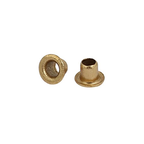 Sourcingmap 500pcs M3 x 3mm Brass Plated Metal Hollow Eyelets Rivets Gold Tone - Image 2