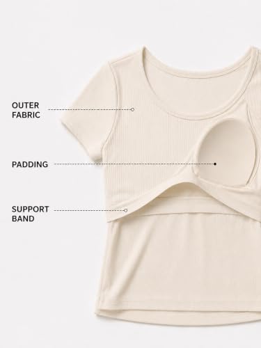 Image of Womanista Women Built in Bra Tshirt for Girls | Padded Tops for Teenagers | Stylish Casual Crop Tops for Everyday use