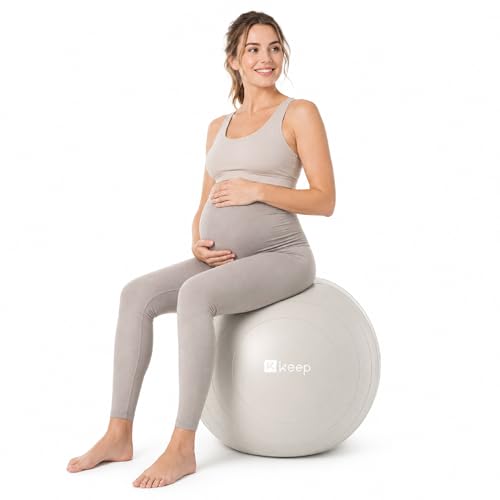 KEEP Birthing Ball for Pregnancy - 65cm 1400g Extra Thick Yoga Ball for Labor, Prenatal & Postnatal Maternity Exercise, 1100 Lbs Heavy Duty Anti-Burst Stability Ball & Physio Ball, Oatmeal White