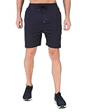 FITINC Polyester Stretchable Shorts for Man | Dry Fit Half Lower with Zip Pockets | Slim Fit Track Shorts for Men for Sports & Outdoor - Large, Navy Blue
