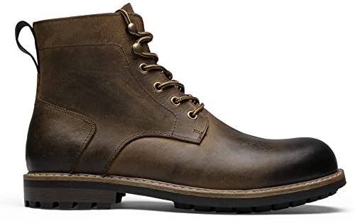 Jousen Mens Boots Leather Motorcycle Casual Boots For Men Waterproof Hiking Chukka Boots Mens(Amy8181 Brown 08 #TOP2