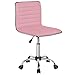 Yaheetech Chaise de Bureau Erconomique Tabouret Bas Sans Accoudoir Tabouret Bureau à Roulettes Assise Réglable Charge 120 kg Rose