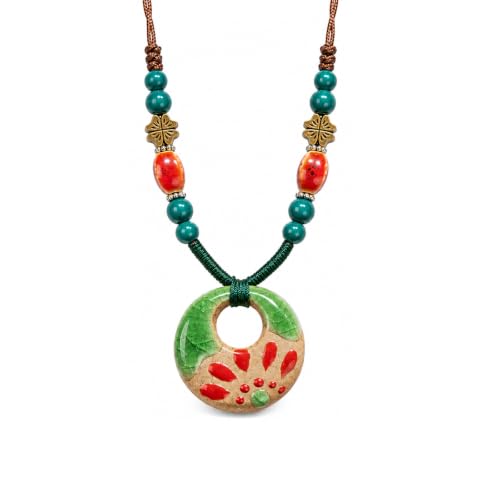 ROJEMXVE Boho Bead Necklace for Women Vintage Ethnic Ceramic Jewelry Gifts