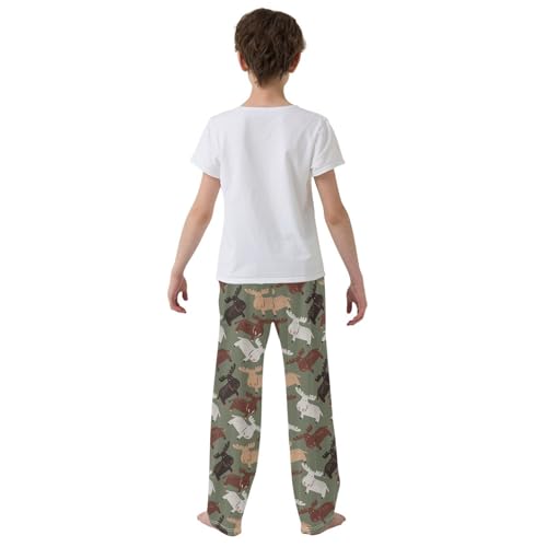 ZZXXB Lovely Deer Boys Long Pants Soft Trousers Elastic Waist Kids Lounge Bottoms with Pockets S-XL3