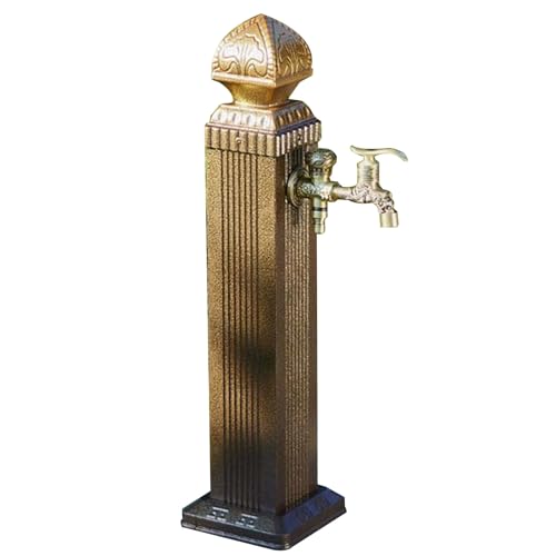 Grifo independiente para exteriores, soporte de manguera de jardín retro con columna de agua vertical, hidrante duradero para fuente de jardín