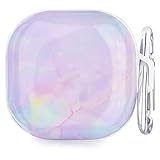 OLEBAND Galaxy Buds 2/Buds Live/Buds pro/Fan Edition(FE) case with Cute Pattern and Keychain Accessory,Hard Cover for Women and Girls,Colorful Marble