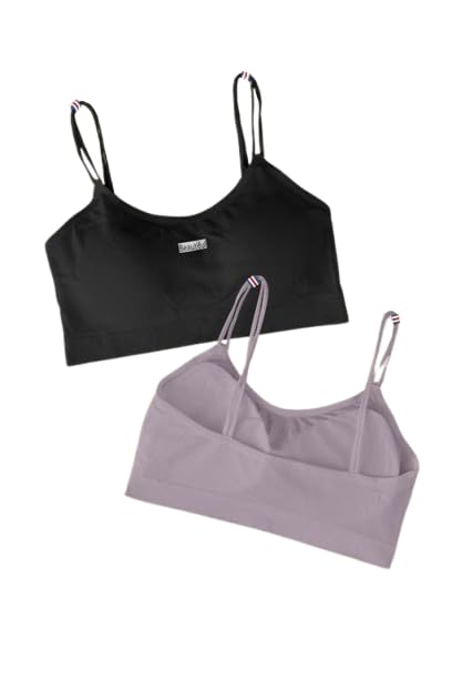 Pack of 2 T-Shirt Sports Bra with Removable Padding - Full Coverage, Stretchable Cotton Blend Color Black & Purple-picture-43