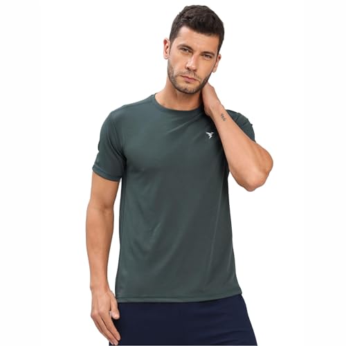 Image of TECHNOSPORT Men's Slim Fit Polyester Activewear Sports T-Shirt with Moisture-Wicking Comfort for Workout, Running & Gym