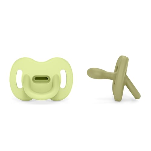 Image of Color Essence SX PRO Silicone Baby Pacifier 2Pk, Made with 100% Soft Silicone, Baby Essentials Perfect for Breastfeeding Babies, Designed in Spain, 6-18 Mths, Green