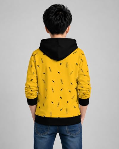 Image of TICOSS Kids Boys & Girls Hooded Neck Full Sleeves Typography Printed T Shirt, Mustard, Pack of 1