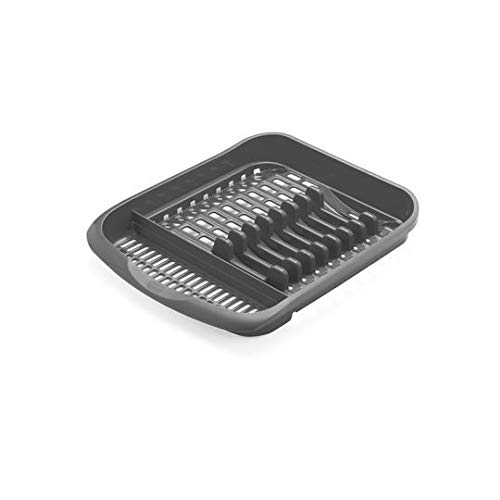 Addis Large Kitchen Sink Dish Drainer Plate Rack Holder Plastic Cutlery Storage (Metallic)
