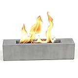 BACOENG - Fogata de mesa, mini chimenea de bioetanol, concreto portátil, cuenco de mesa para uso en interiores y exteriores, gris, 38 x 8,5 x 8,5 cm