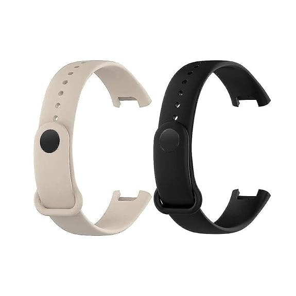 Qai New Launch Breathable Strap for Men & Women Silicone Waterproof Replacement Watch Straps Compatible With Redmi Pro Smart Band Strap (BLACK- CREAM)