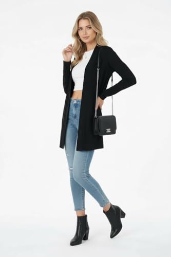 Image of ToBeInStyle Womens Open Front Long Sleeve Lightweight Asymmetrical Draped Cardigan with Side Pockets