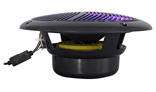 Rockville (4) Rmc65Lb 6.5" 1200W Black Marine Speakers W/Multi Color Led+Remote #TOP3