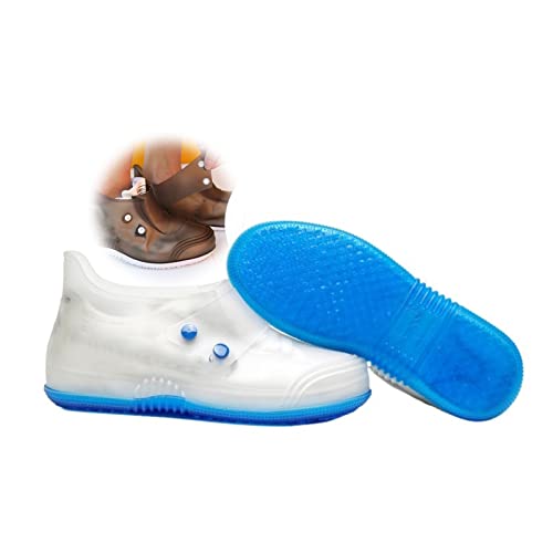 Cubiertas impermeables para botas con suela gruesa, reutilizables, plegables y de talla grande (color: azul, talla: XL) miniatura 1